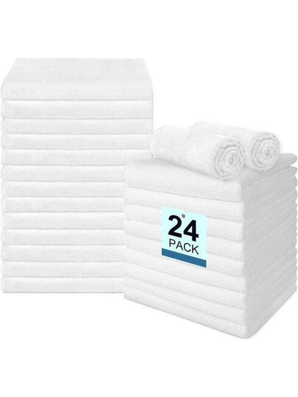 White Microfiber Hand Towels Set 24 Pack Quick Dry Absorbent Gym Bathroom Salon